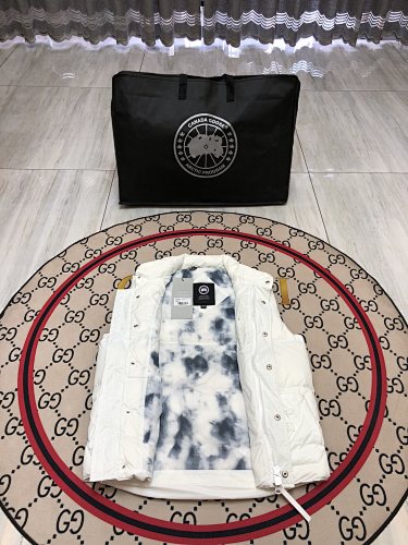 Canada Goose Puffer Vest in White with Stand Collar