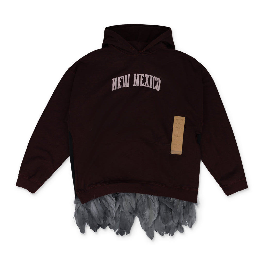 Burgundy New Mexico Feather Trim Hoodie