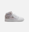 Air Jordan 1 Mid SE “White Field Silver” Grade School Lifestyle Shoes