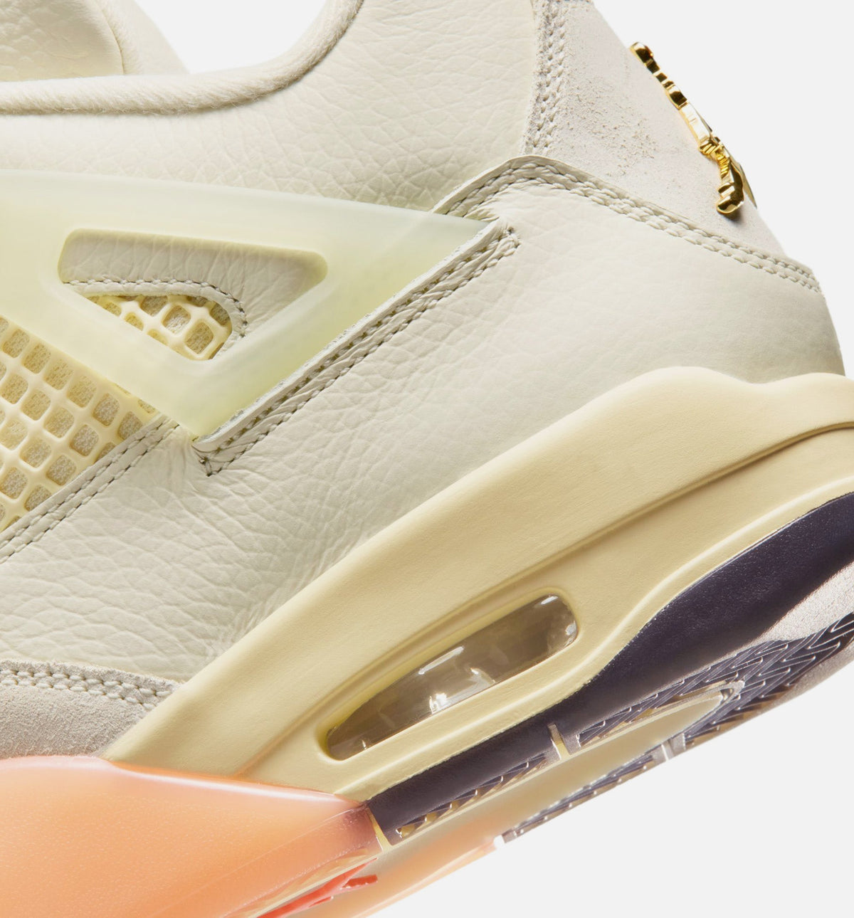 Air Jordan 4 Retro Birds of Paradise Women's Sneakers - Off-White / Metallic Gold / Flax / Orange / Black