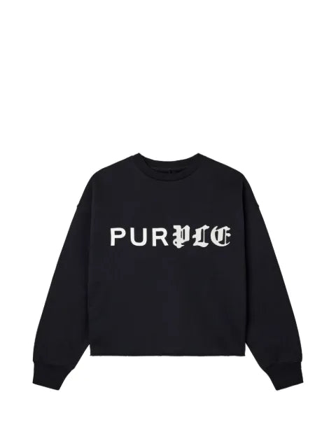 Purple Brand Half & Half logo-print raw-cut sweater