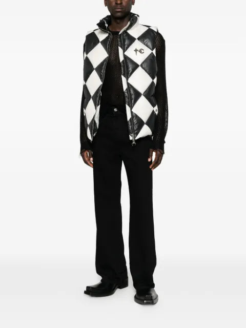 THUG CLUB check-print puffer gilet
