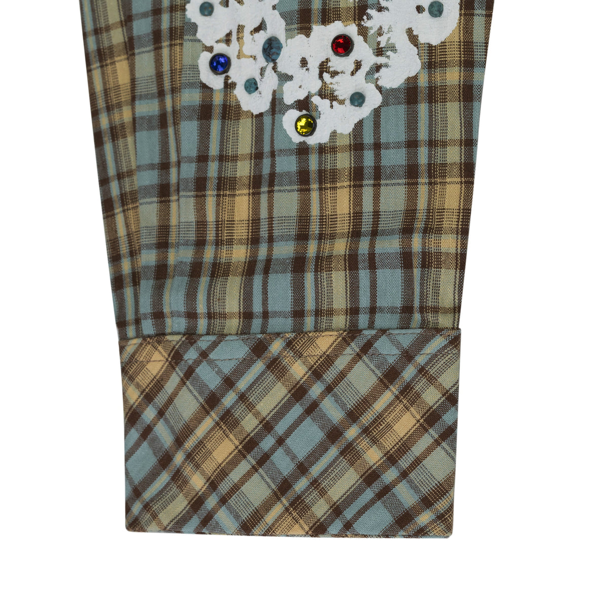 Tan Cotton Wreath Western Button Up