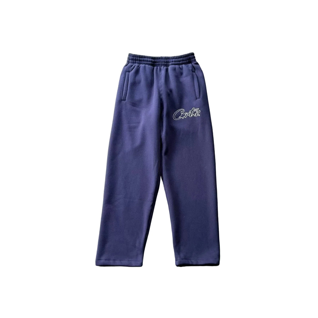 Corteiz Vibe Knit Cardigan Hoodie Set – Navy Blue