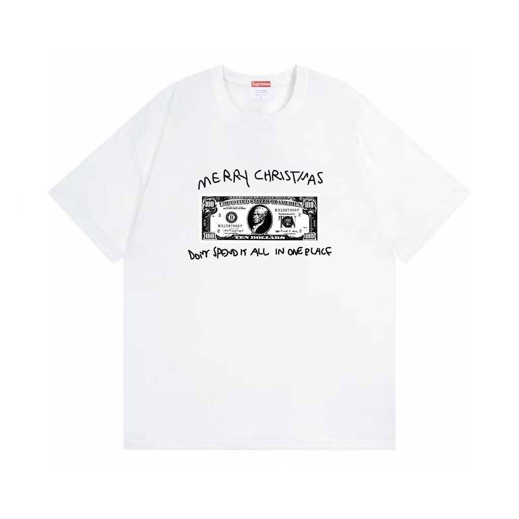 Supreme Merry Christmas Money Graphic T-Shirt