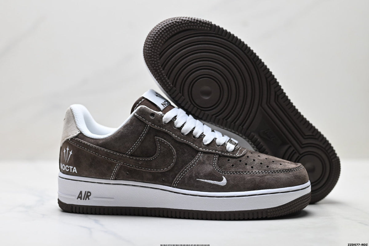 Nike Air Force 1 Low Brown White Unisex Sneakers Style 07