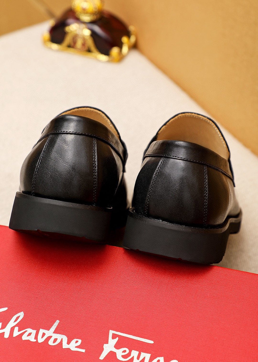 Ferragamo Black Strap Loafers