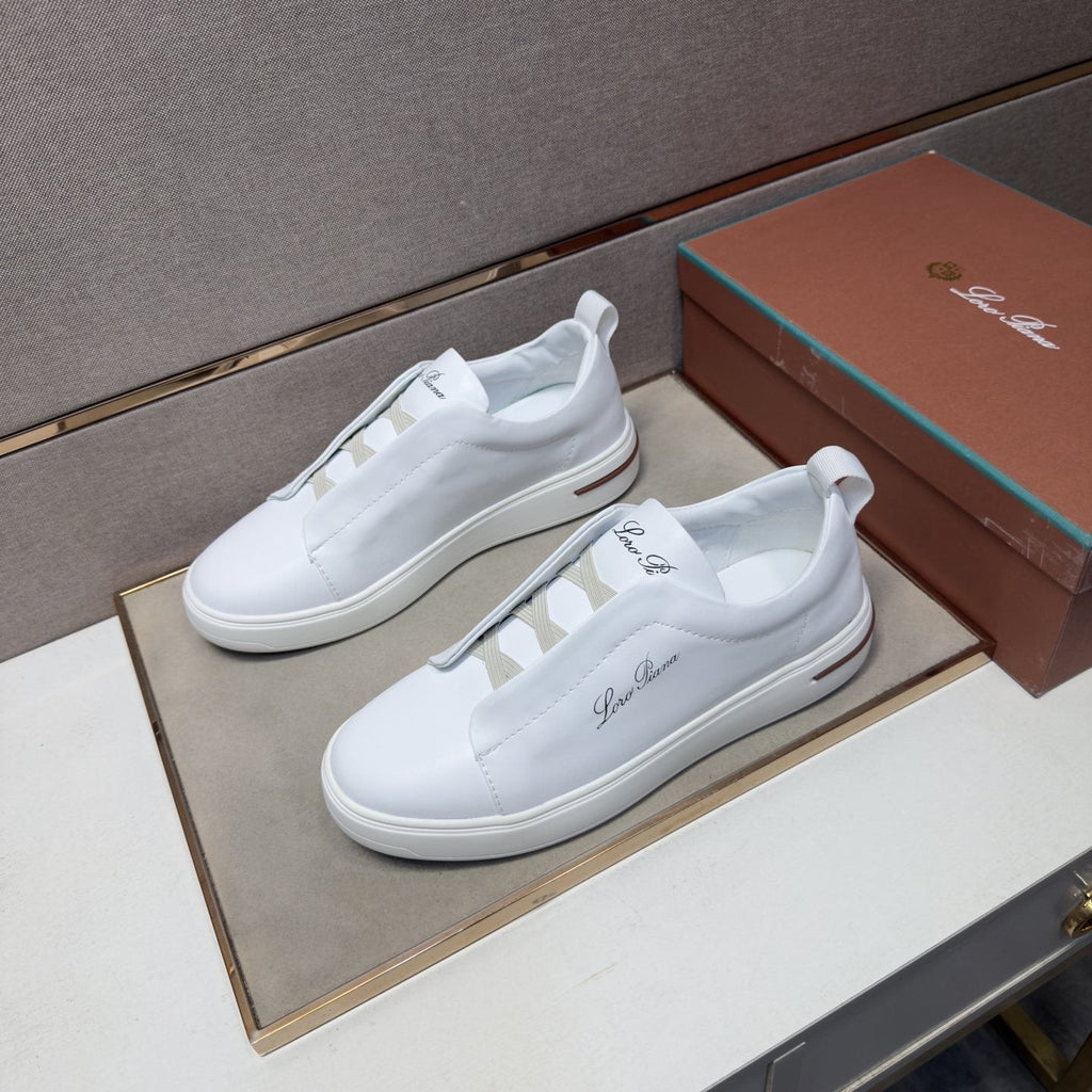 Loro Piana White Band-Detail Low-Top Sneakers