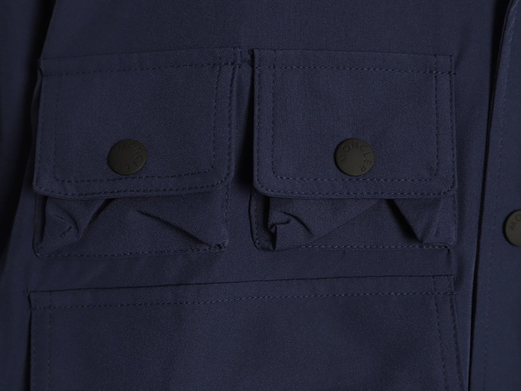 Moncler Utility Shirt-Collar Jacket - Navy
